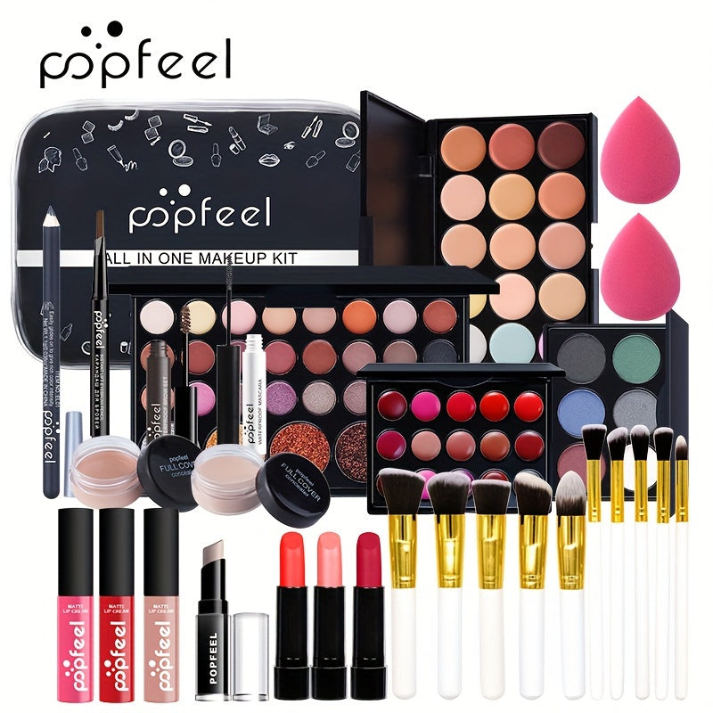 Kit de Maquiagem Completo POPFEEL - Paleta de Cores Mistas, Forma de Pasta, Conjunto Completo de Beleza para Mulheres