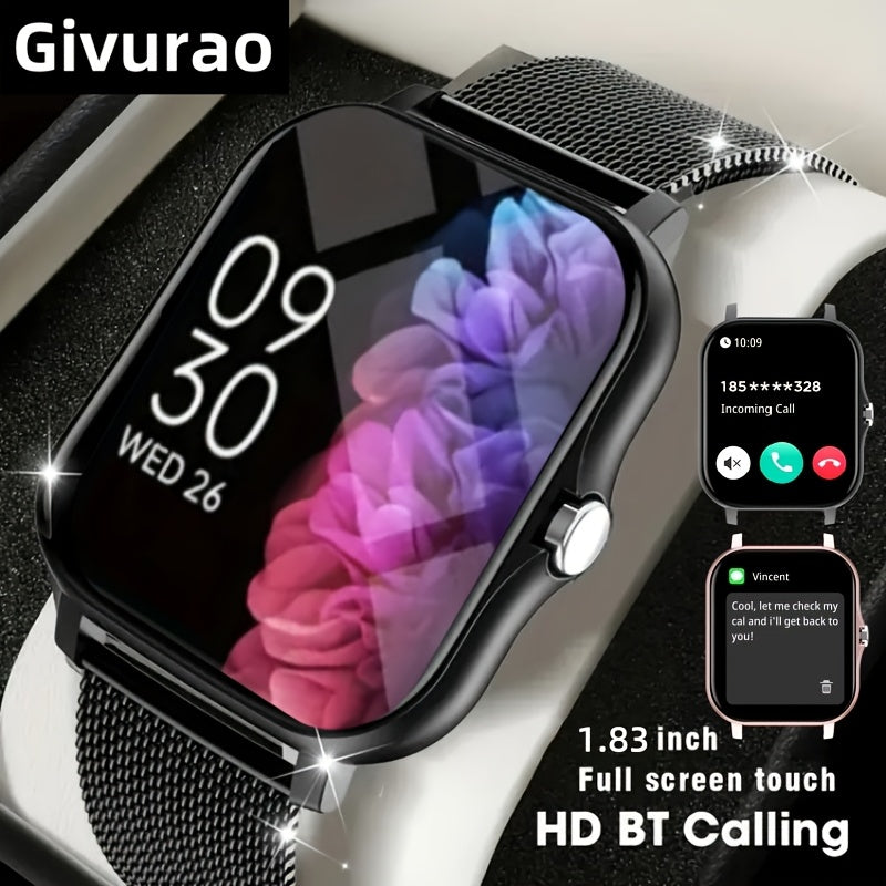 Smartwatch Givurao para Homens & Mulheres - Chamadas Sem Fio, Assistente de Voz AI, Tela Touch Sensível, Rastreador de Fitness com Contador de Calorias & Passos, para Android & iPhone