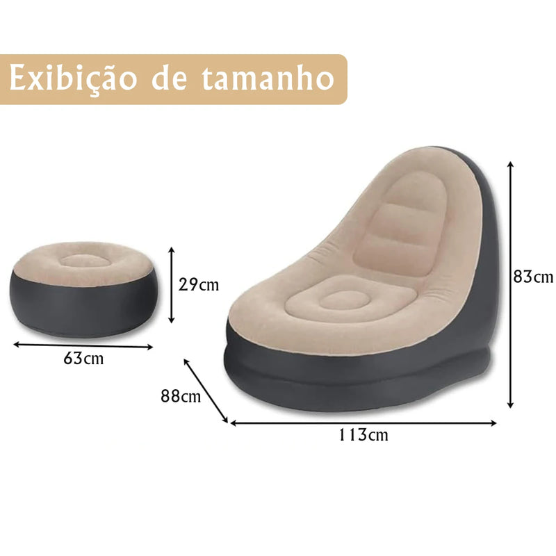 Sofá inflável preguiçoso grande, Outdoor Camping reclinável, Cama de ar dobrável portátil, Cadeira reclinável Sun