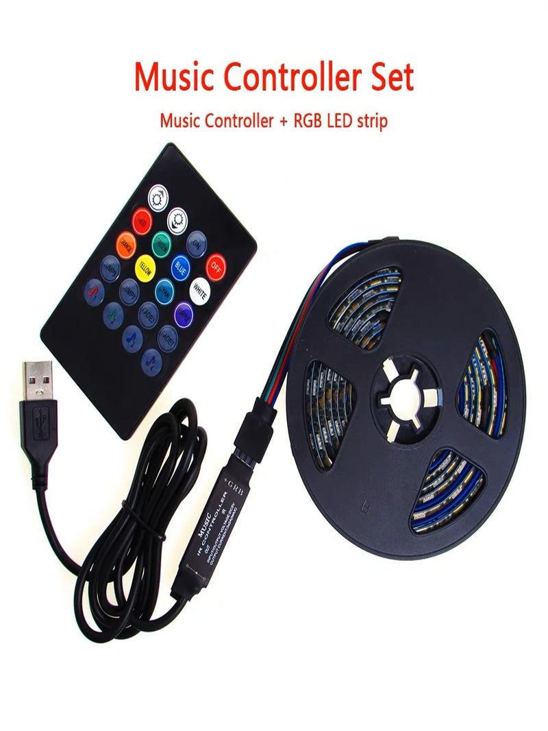 Fita Led Rgb 3528 Rolo 5m Com Controle Economica