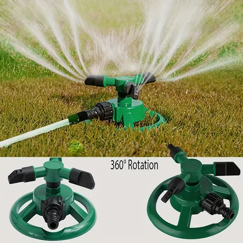 Aspersor de Jardim ° Sistema de Pulverização Automática com 3 Braços Rotativos, Bicos de Água para Gramado, Jardim, Fazenda, Campo de Hortaliças e Equipamento de Irrigação