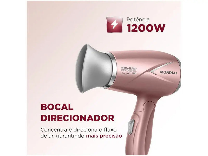 Secador de Cabelo Mondial Tourmaline Ion Golden - Bivolt